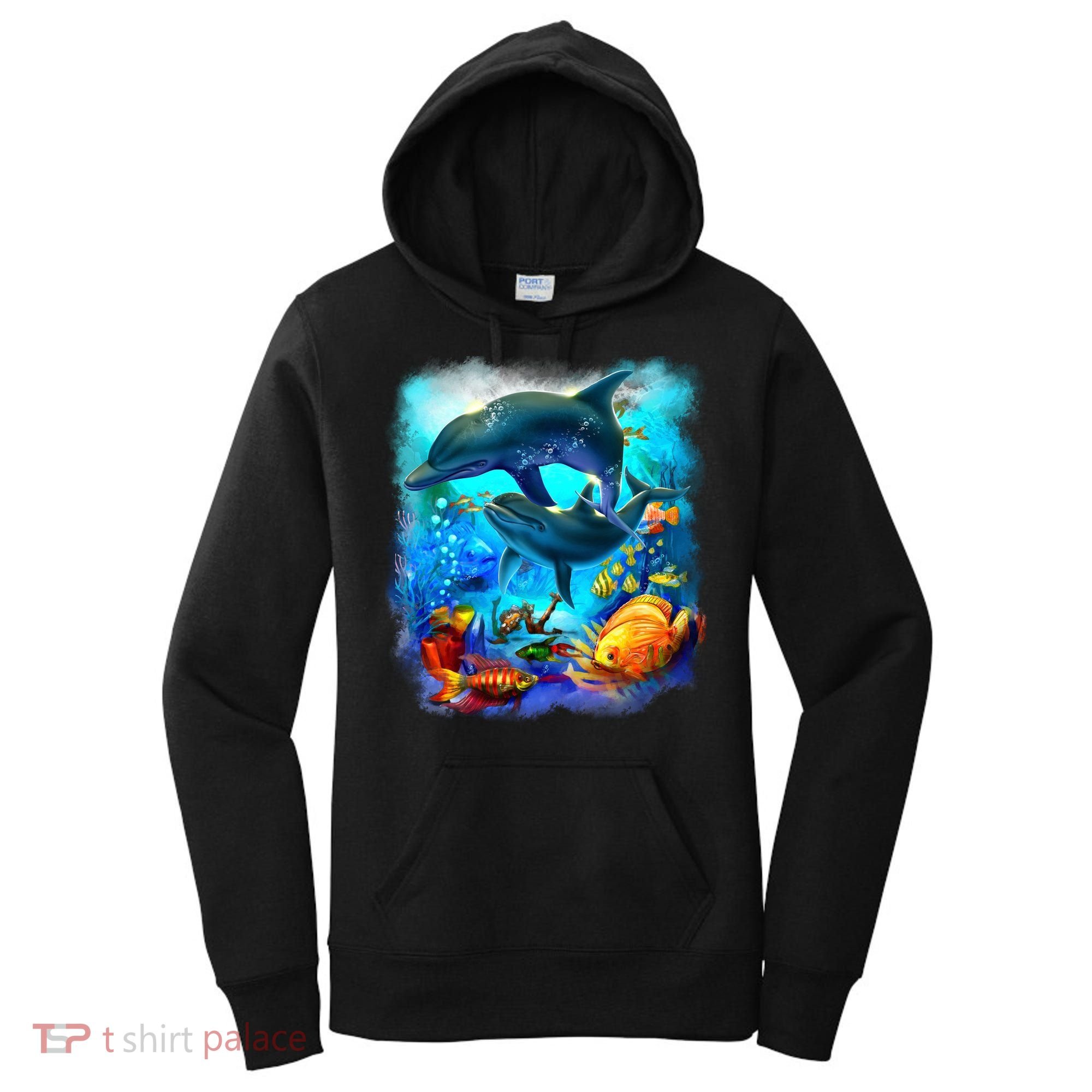 Tropical Fish Dolphins Portrait Women's Hoodie
