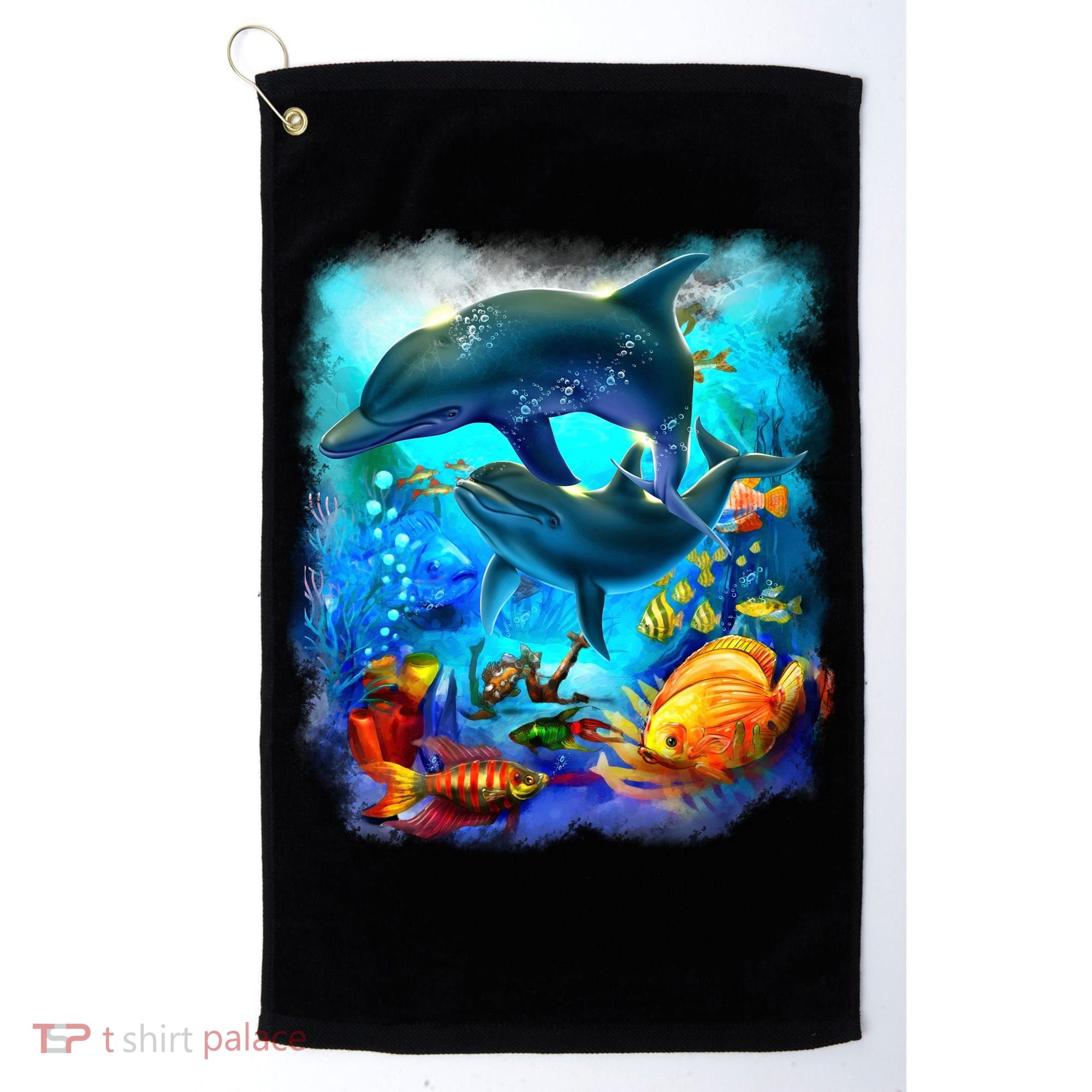 Tropical Fish Dolphins Portrait Golf Towel
