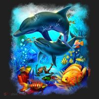 Tropical Fish Dolphins Portrait Golf Towel thumb 3
