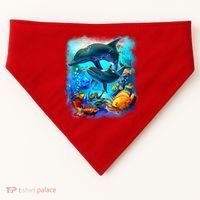 Tropical Fish Dolphins Portrait USA-Made Doggie Bandana thumb 0