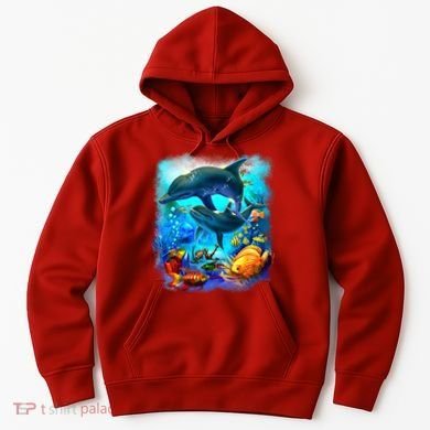 Tropical Fish Dolphins Portrait Hoodie