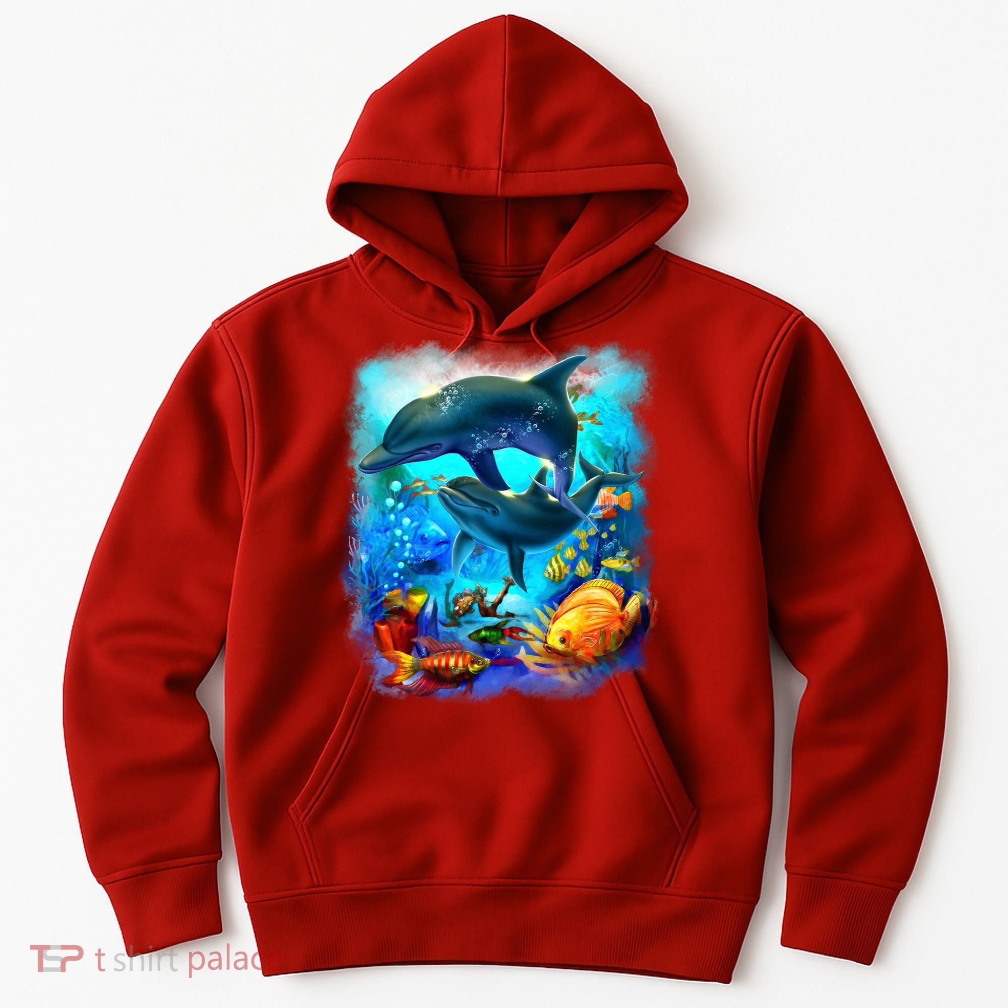 Tropical Fish Dolphins Portrait Hoodie