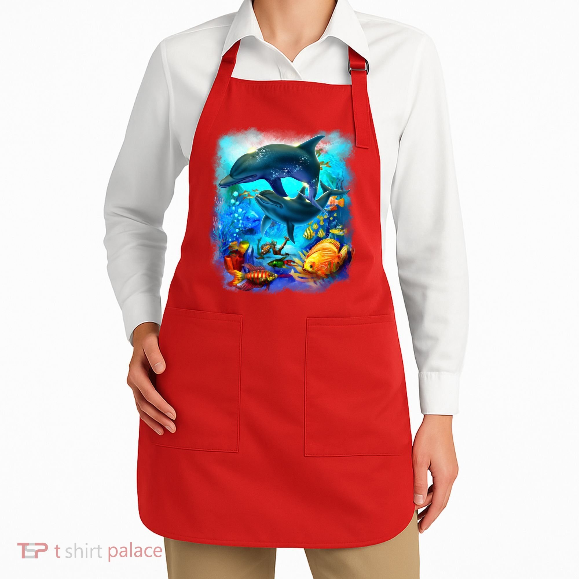 Tropical Fish Dolphins Portrait Apron