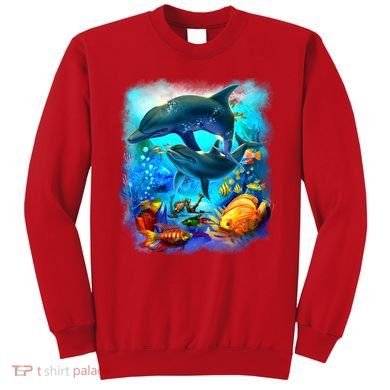 Tropical Fish Dolphins Portrait Sweatshirt
