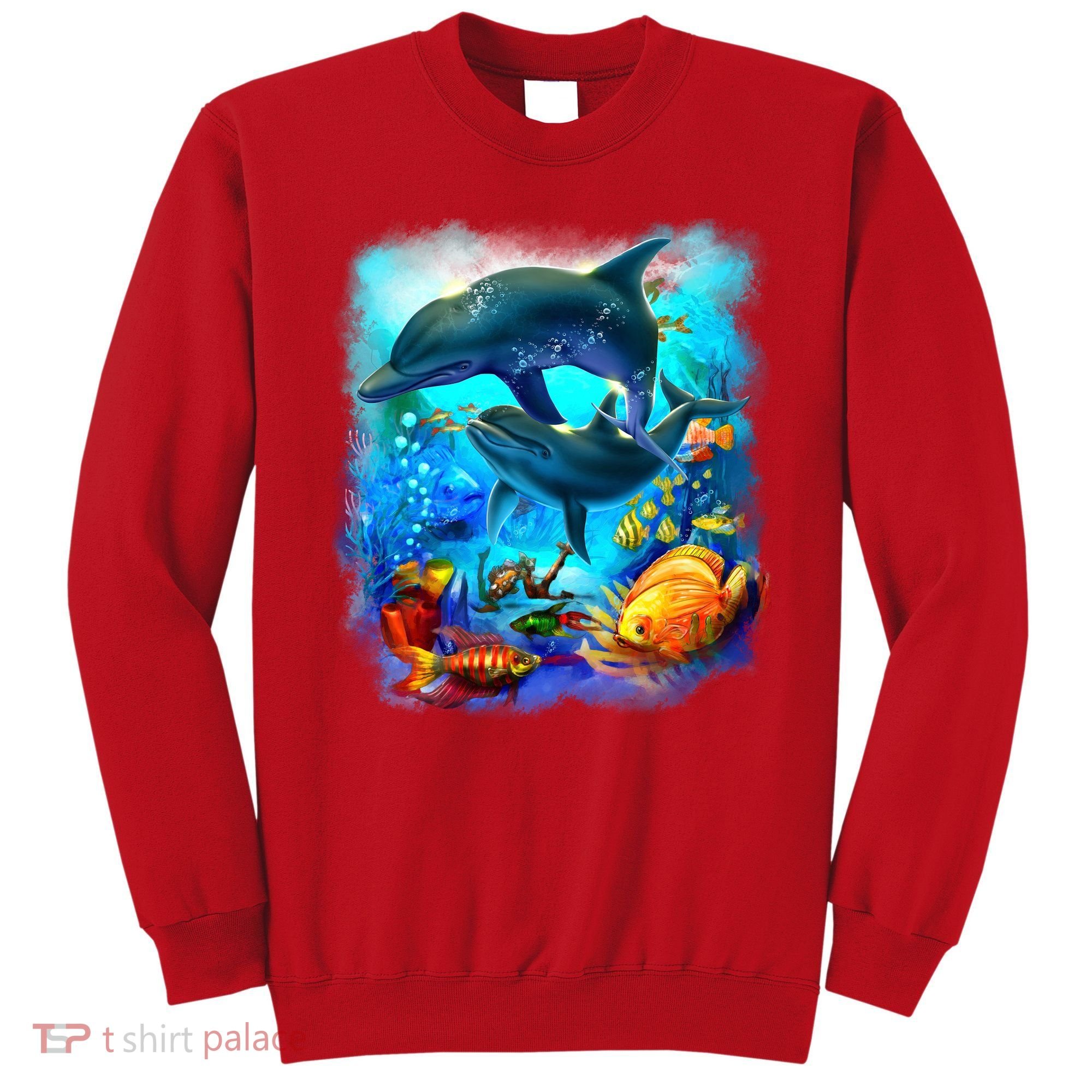 Tropical Fish Dolphins Portrait Sweatshirt