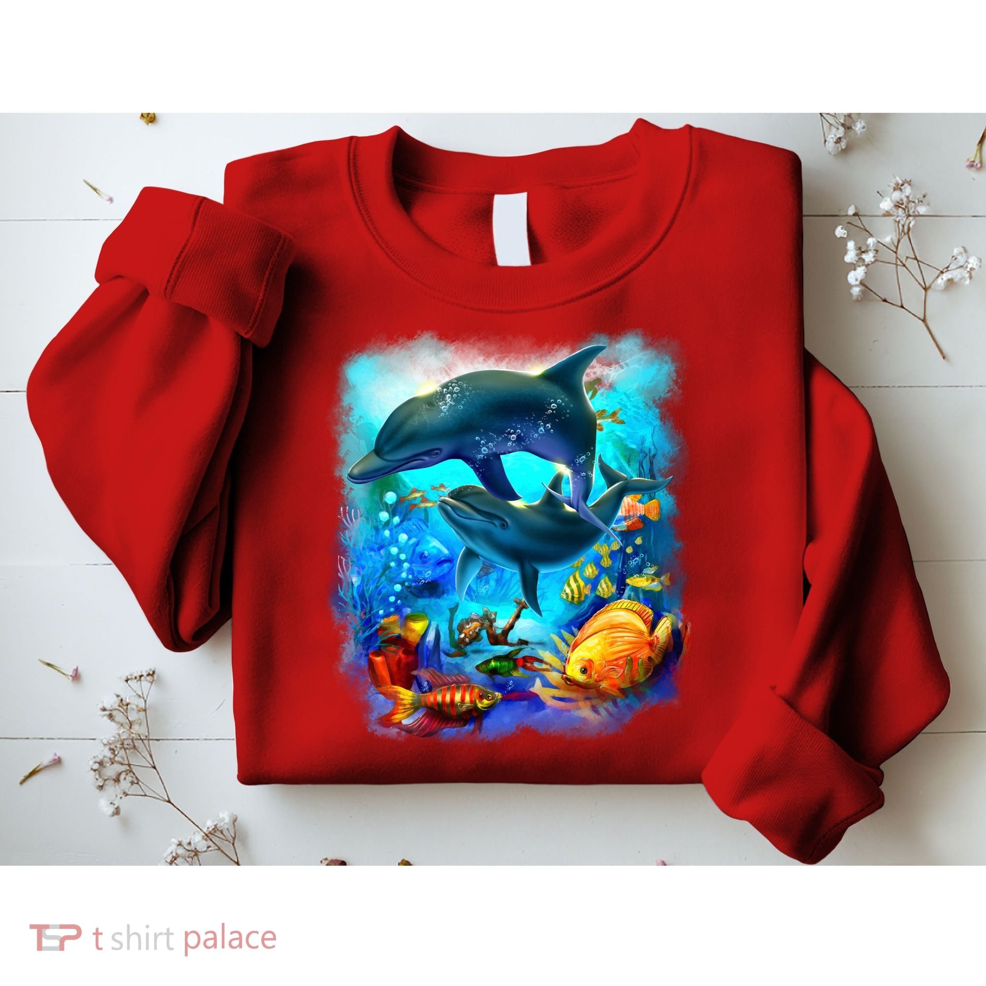 Tropical Fish Dolphins Portrait Sweatshirt