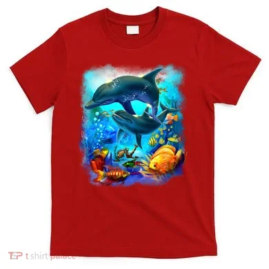 Tropical Fish Dolphins Portrait T-Shirt