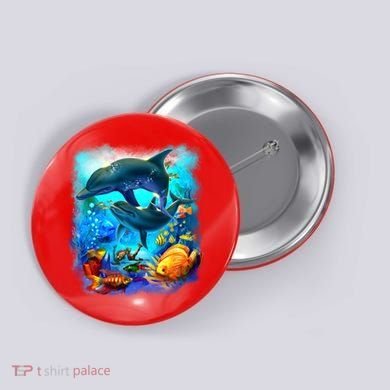 Tropical Fish Dolphins Portrait Button