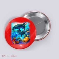 Tropical Fish Dolphins Portrait Button thumb 0