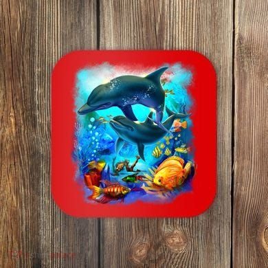 Tropical Fish Dolphins Portrait Coaster
