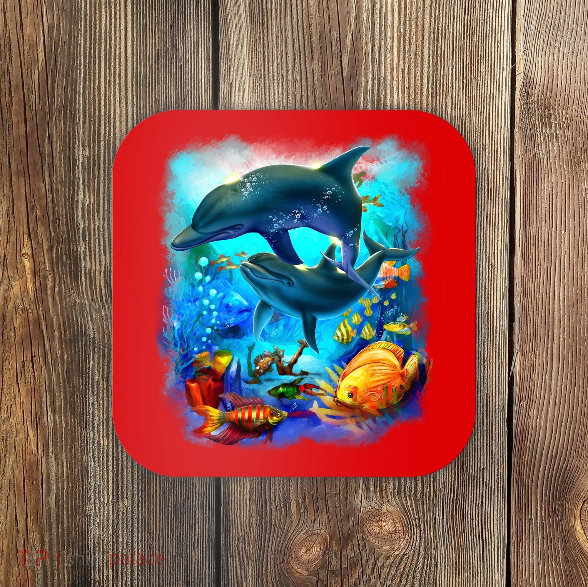 Tropical Fish Dolphins Portrait Coaster