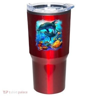 Tropical Fish Dolphins Portrait Tumbler