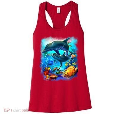 Tropical Fish Dolphins Portrait Women's Tank Top