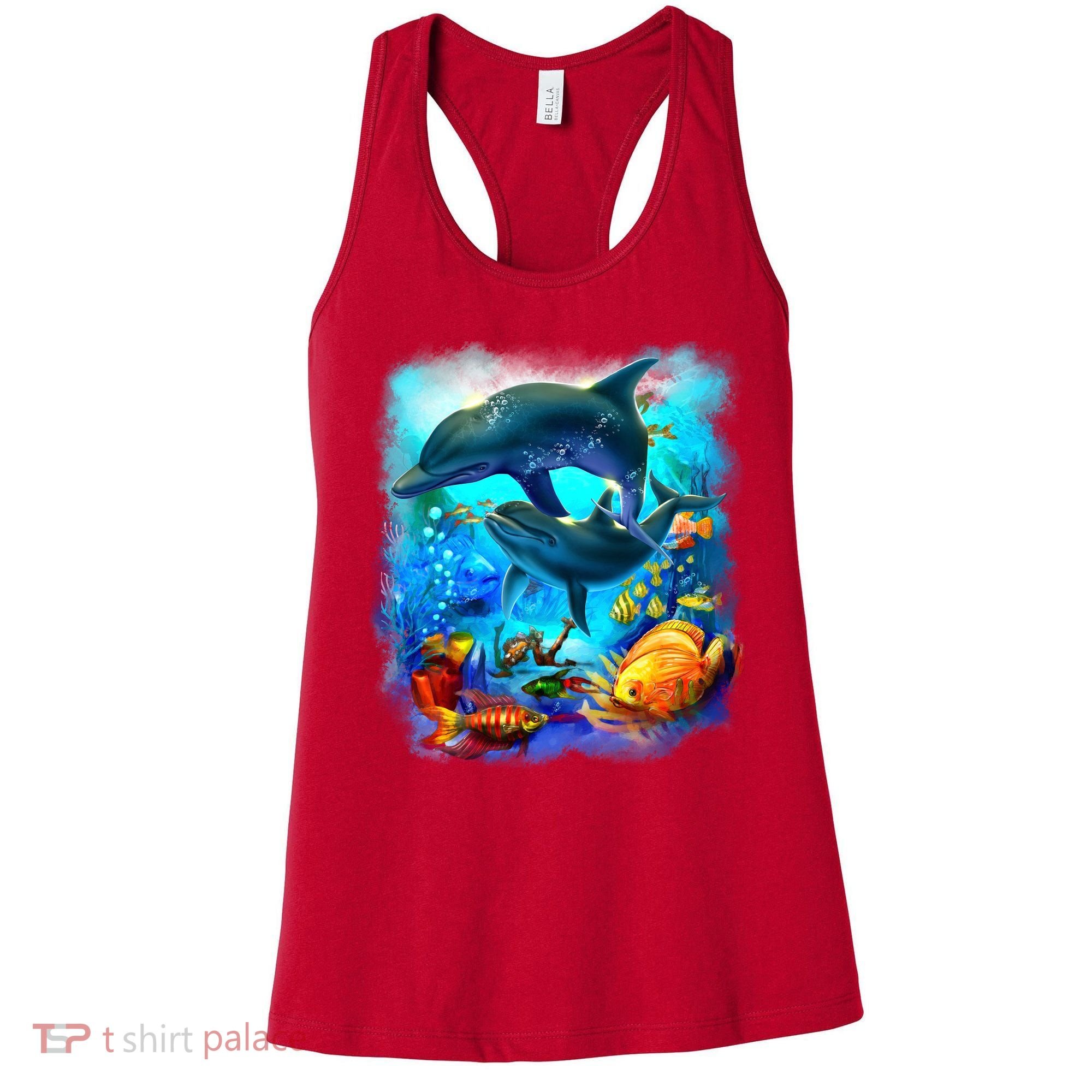 Tropical Fish Dolphins Portrait Women's Tank Top