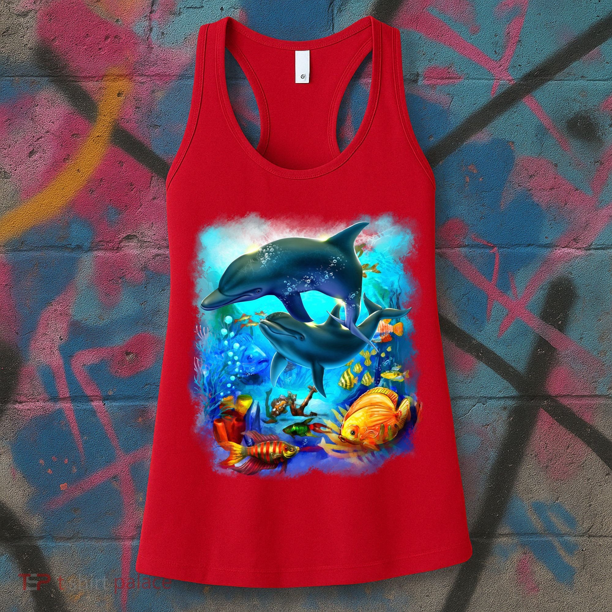 Tropical Fish Dolphins Portrait Women's Tank Top