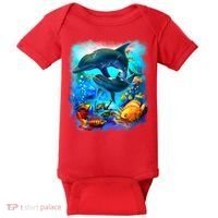 Tropical Fish Dolphins Portrait Baby Bodysuit thumb 0