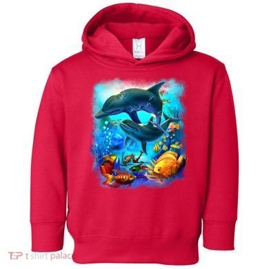 Tropical Fish Dolphins Portrait Toddler Hoodie