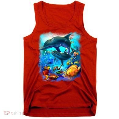 Tropical Fish Dolphins Portrait Tank Top
