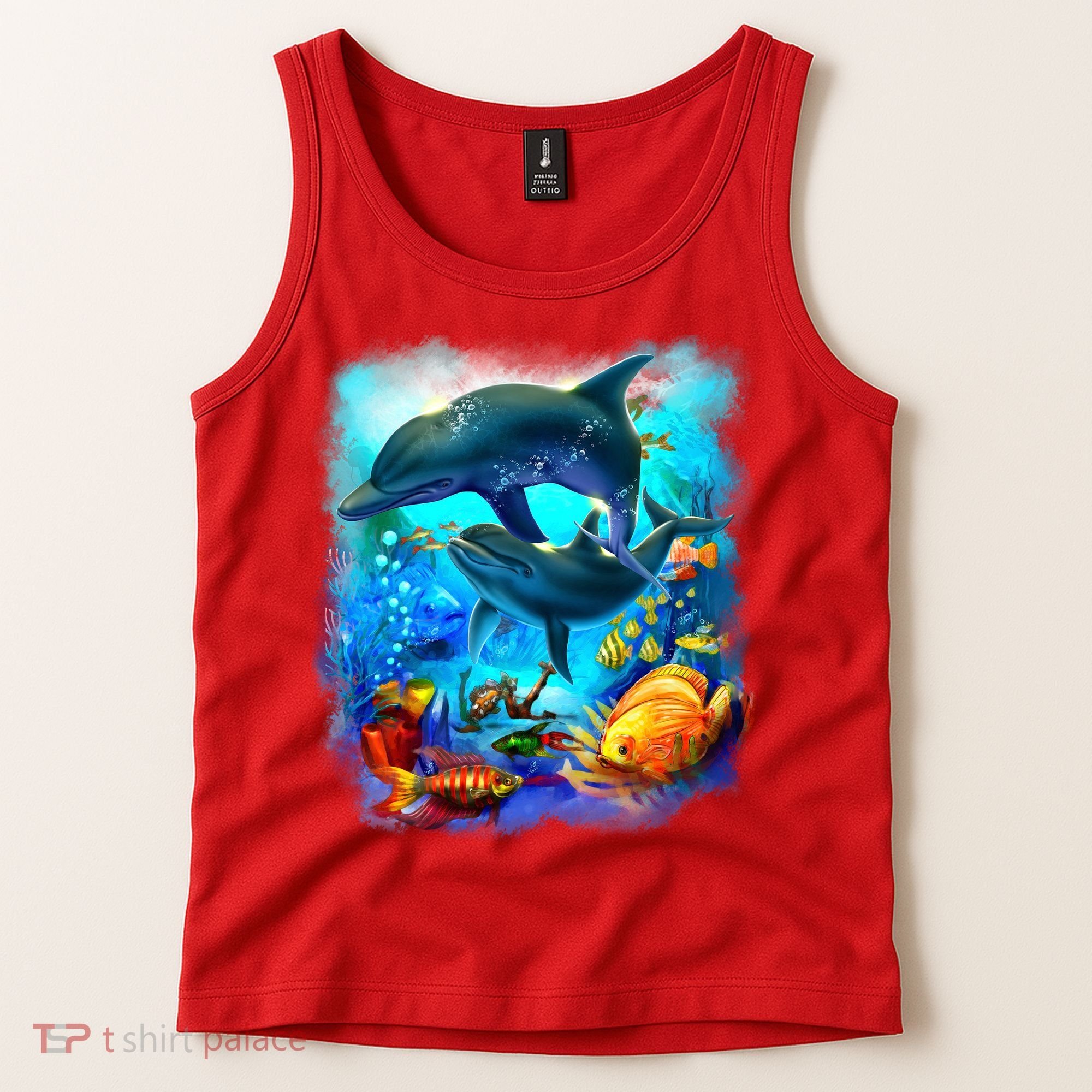 Tropical Fish Dolphins Portrait Tank Top