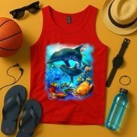 Tropical Fish Dolphins Portrait Tank Top thumb 4