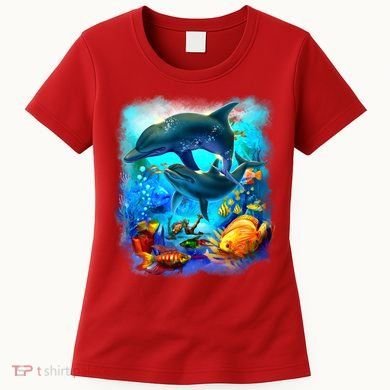 Tropical Fish Dolphins Portrait Women's T-Shirt
