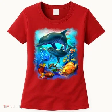Tropical Fish Dolphins Portrait Women's T-Shirt