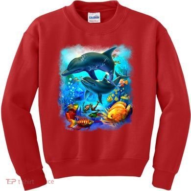 Tropical Fish Dolphins Portrait Kids Sweatshirt