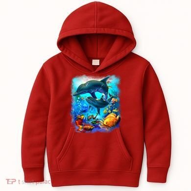Tropical Fish Dolphins Portrait Kids Hoodie