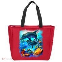 Tropical Fish Dolphins Portrait Tote Bag thumb 0