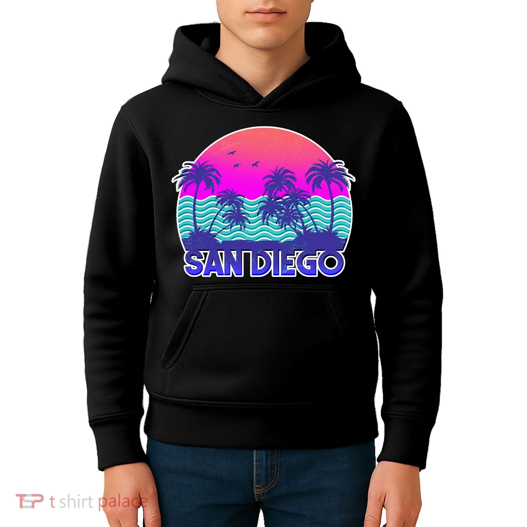 Tropical Retro San Diego Kids Hoodie