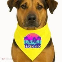 Tropical Retro San Diego USA-Made Doggie Bandana thumb 1