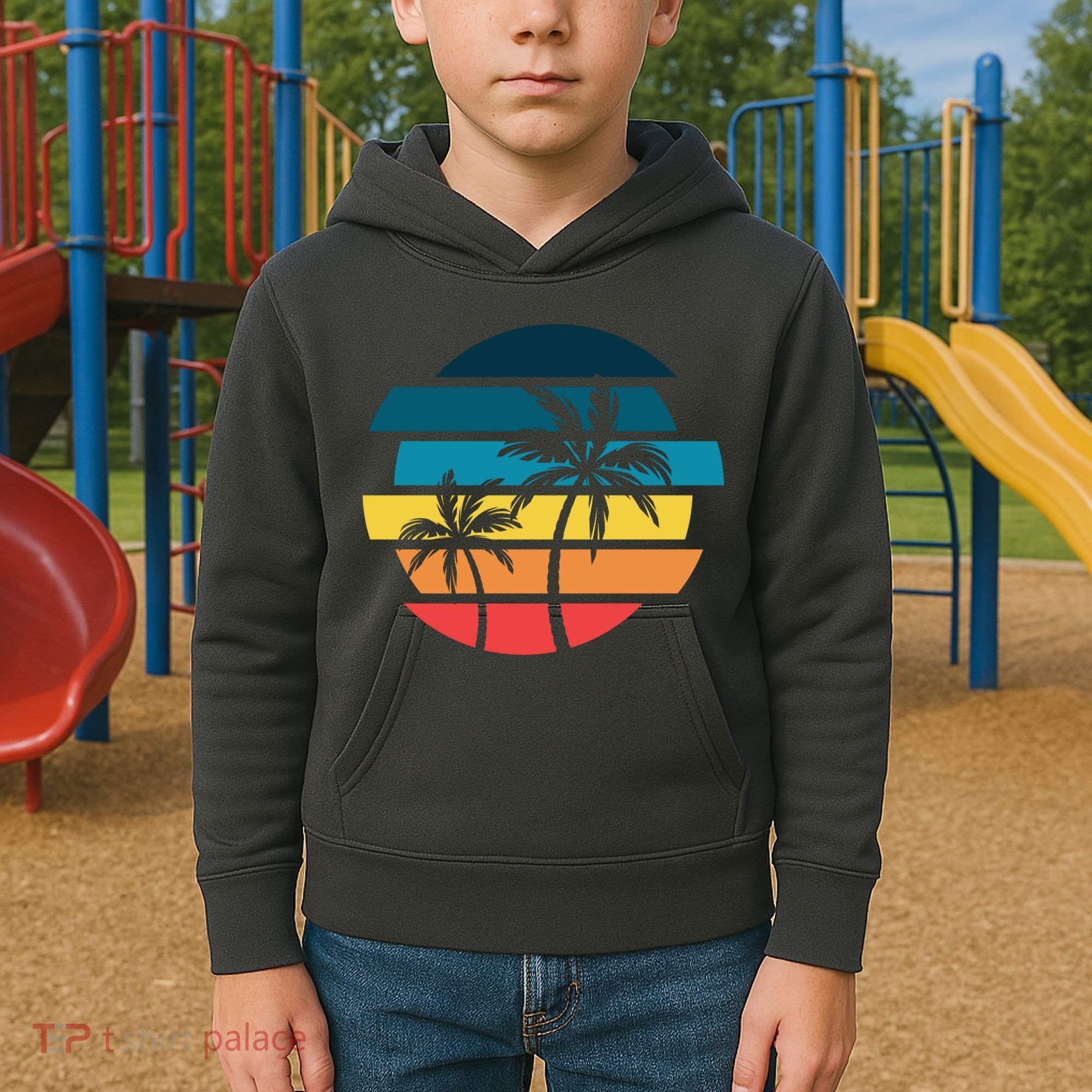 Tropical Retro Sun Kids Hoodie
