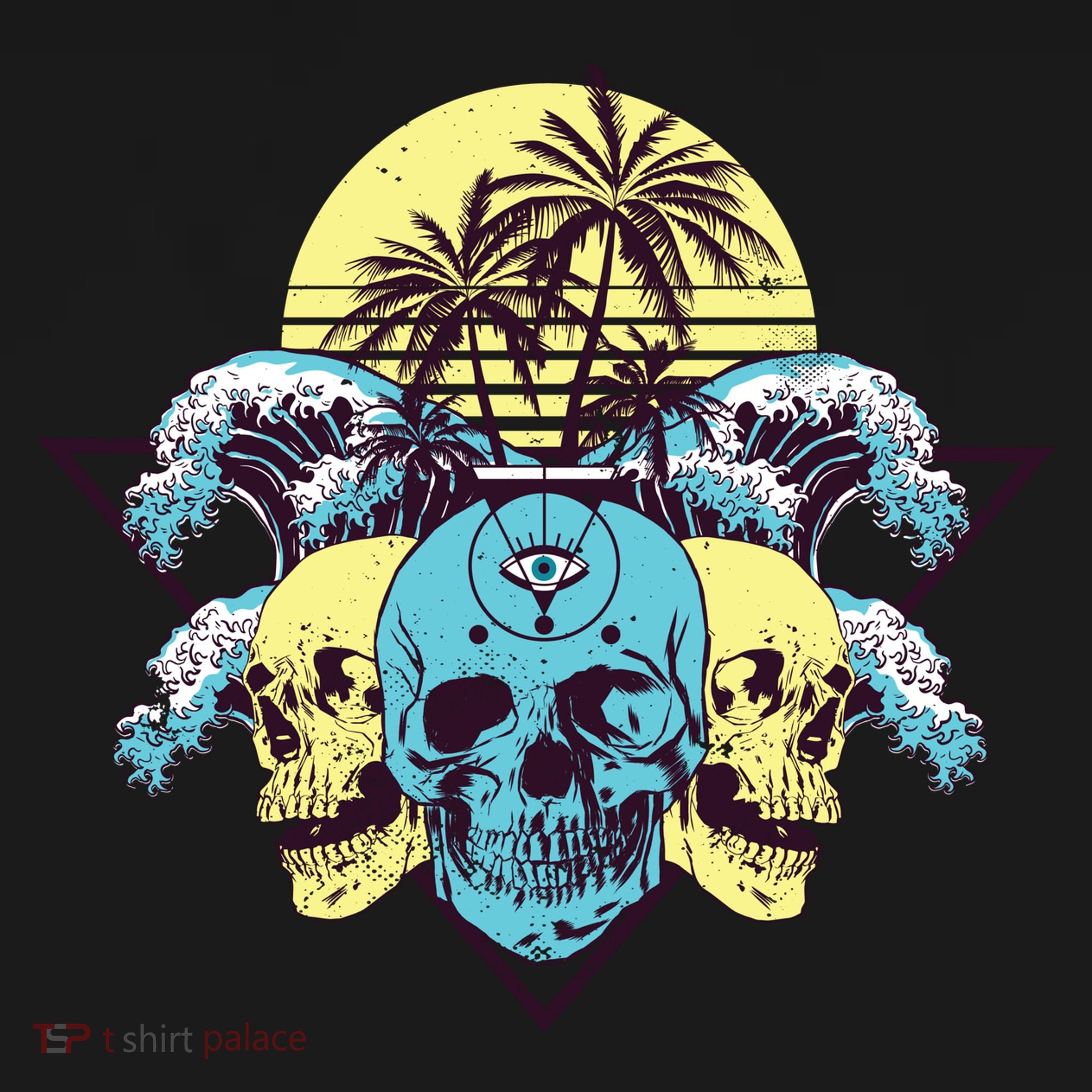 Tropical Skulls Button