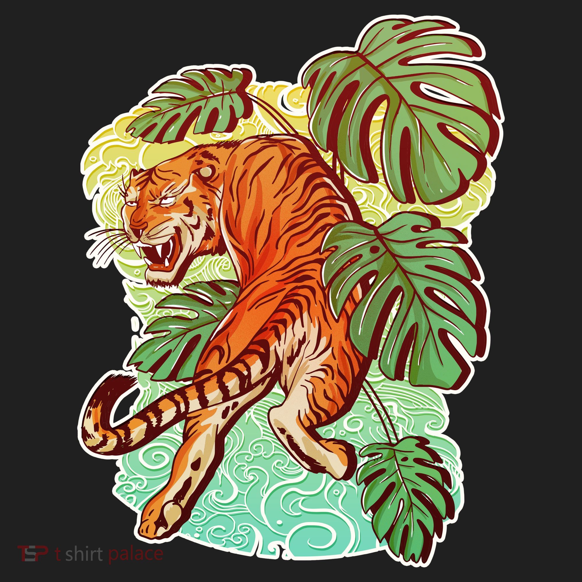 Tropical Tiger Tattoo Design Women's Sweatshirt