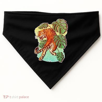 Tropical Tiger Tattoo Design USA-Made Doggie Bandana
