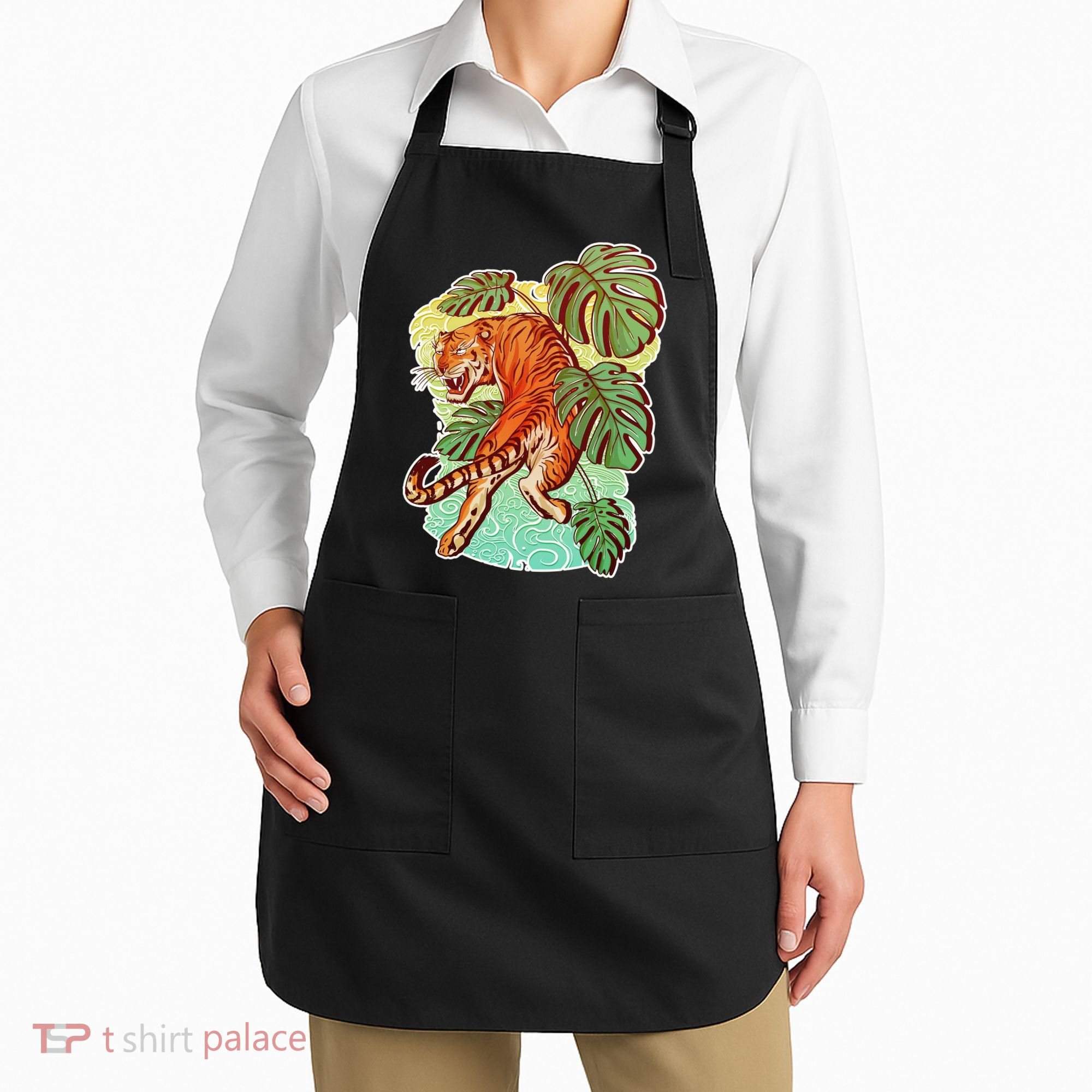 Tropical Tiger Tattoo Design Apron