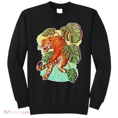 Tropical Tiger Tattoo Design Sweatshirt