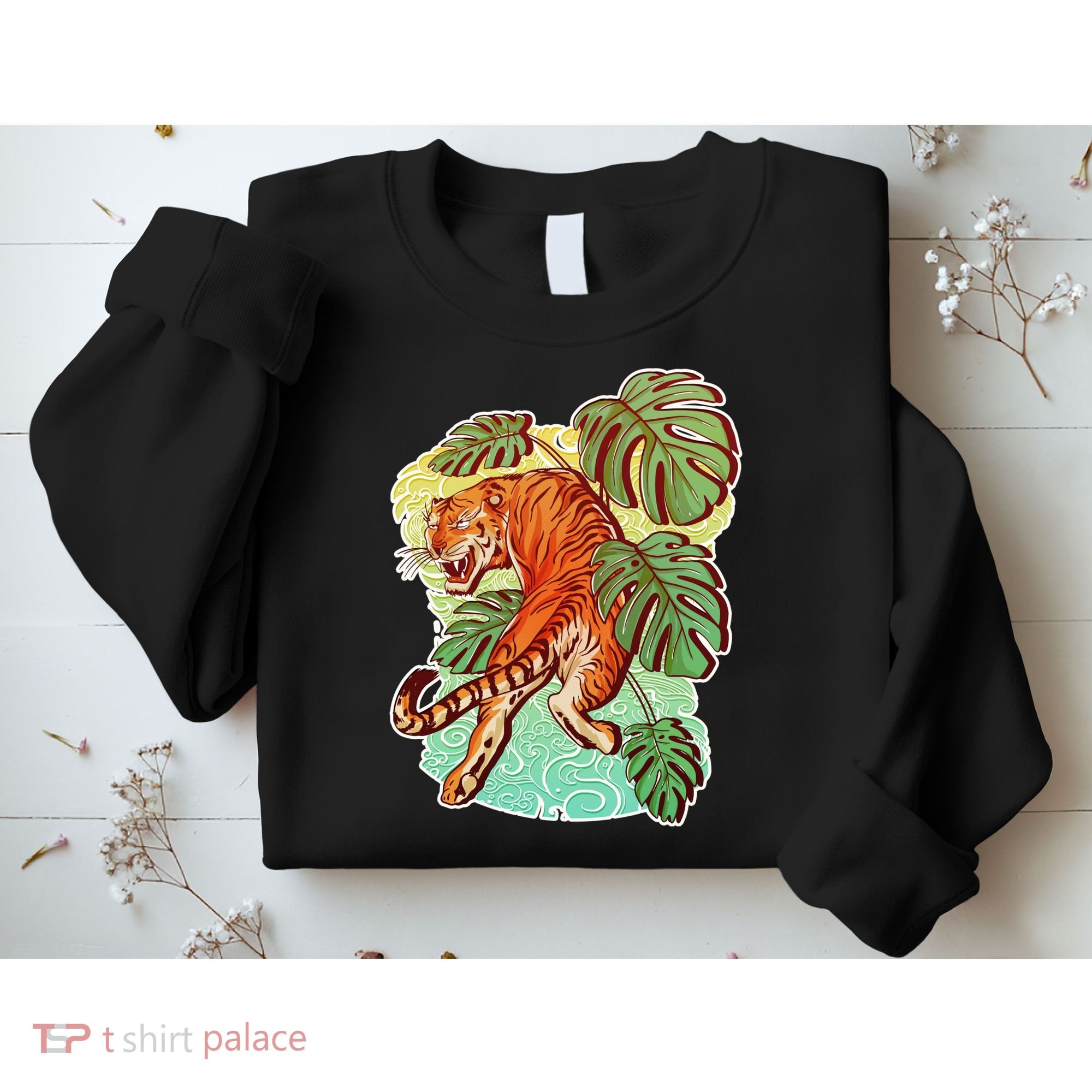 Tropical Tiger Tattoo Design Sweatshirt