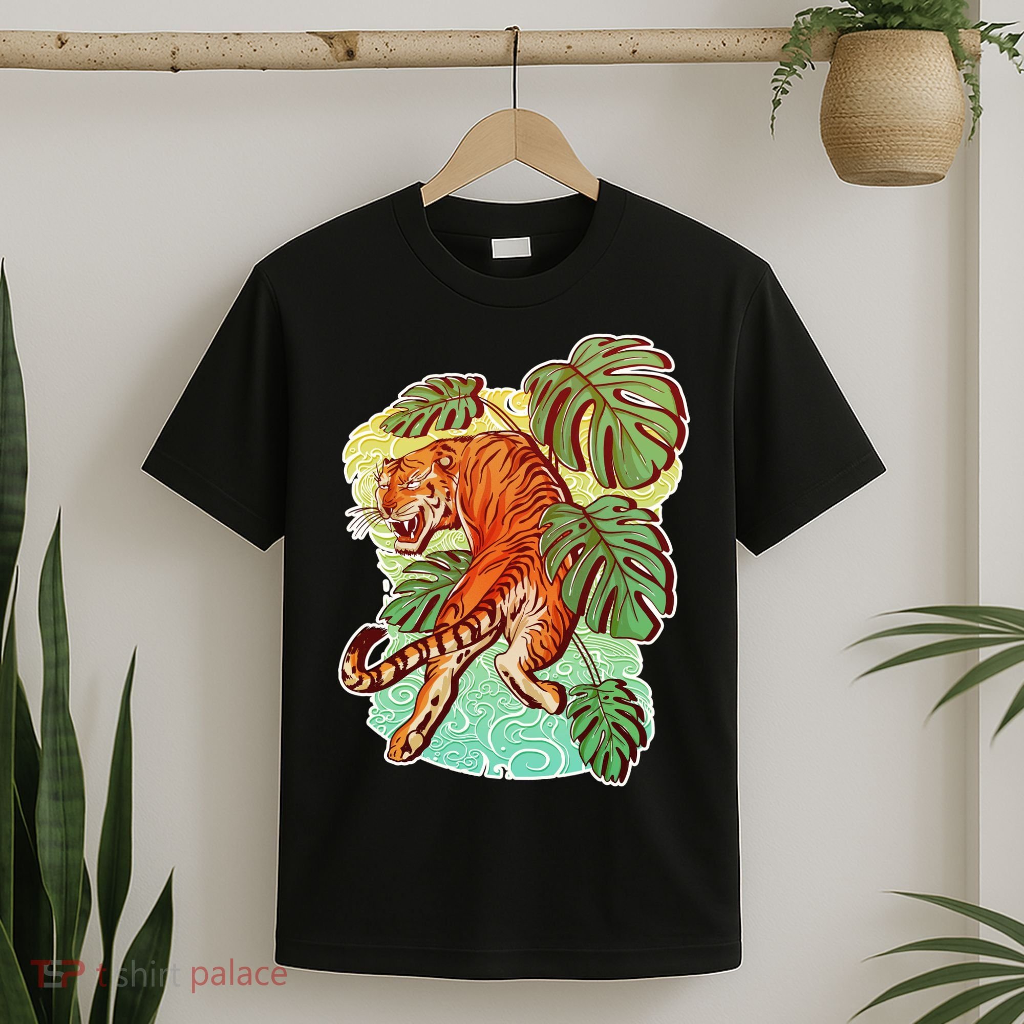 Tropical Tiger Tattoo Design T-Shirt