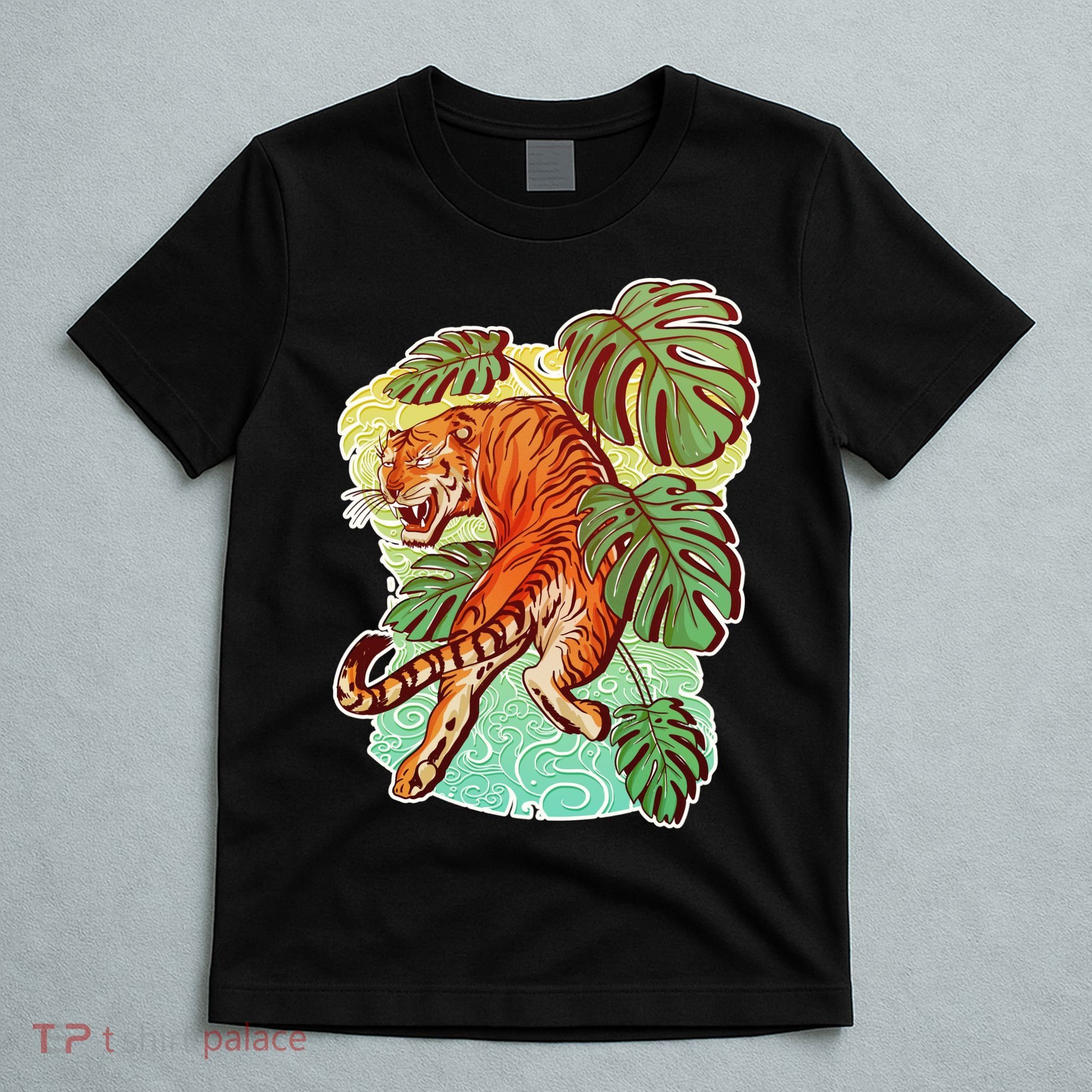 Tropical Tiger Tattoo Design T-Shirt