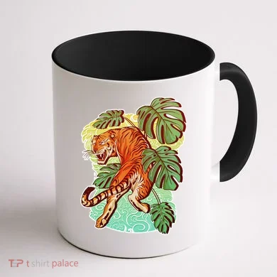 Tropical Tiger Tattoo Design Coffee Mug back