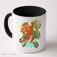 Tropical Tiger Tattoo Design Coffee Mug thumb 0