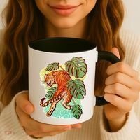 Tropical Tiger Tattoo Design Coffee Mug thumb 3