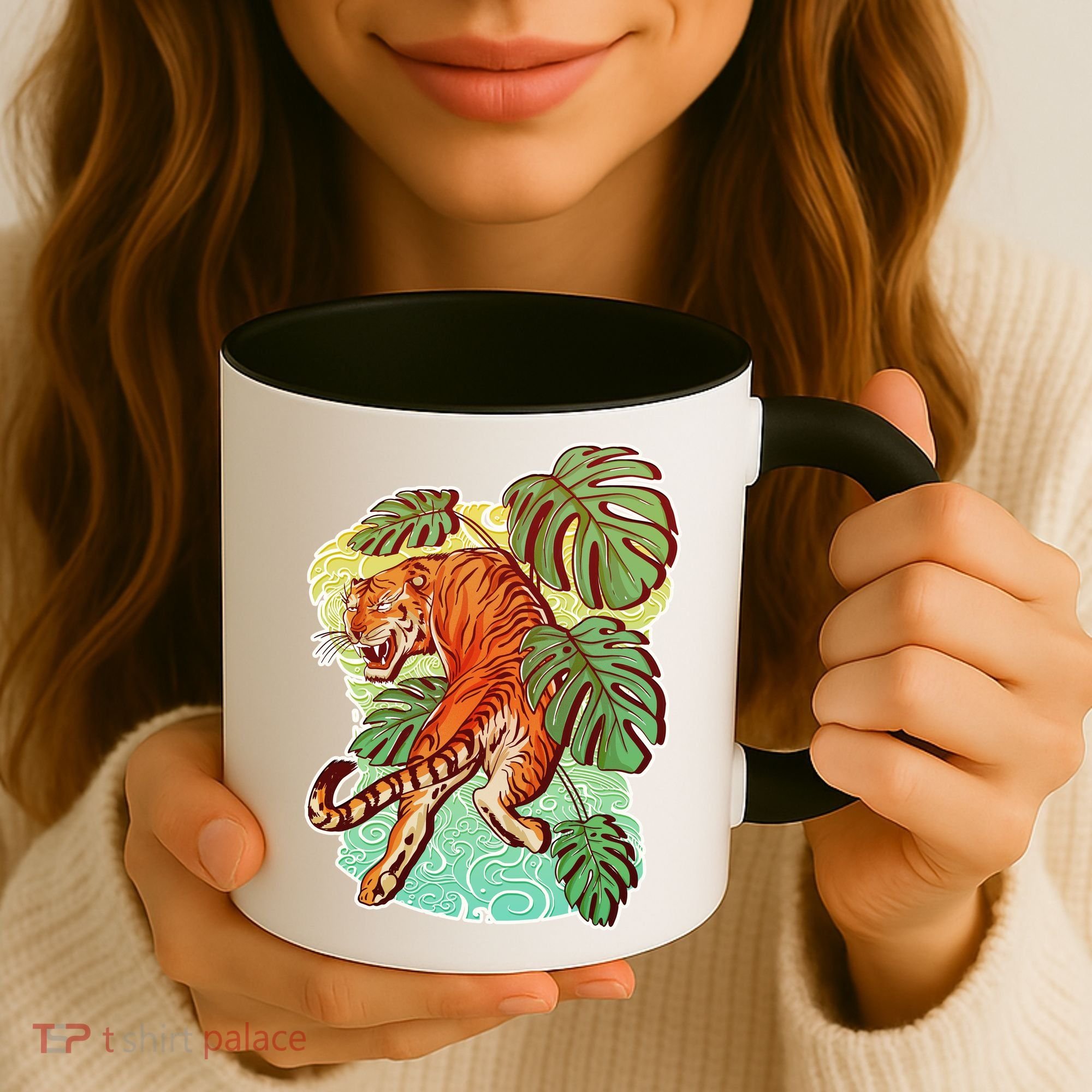 Tropical Tiger Tattoo Design Coffee Mug