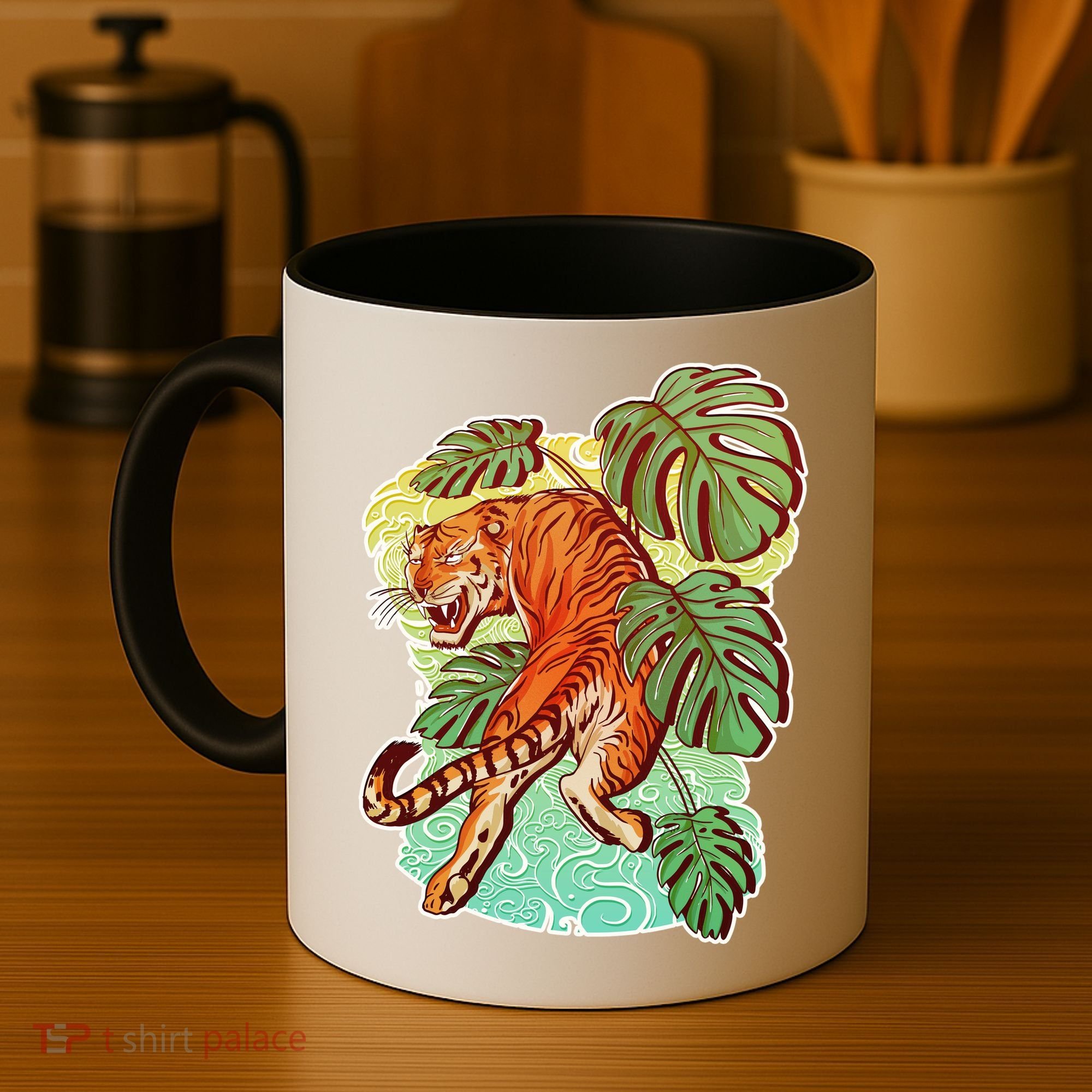 Tropical Tiger Tattoo Design Coffee Mug