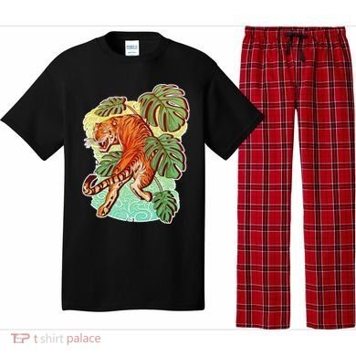 Tropical Tiger Tattoo Design Pajama Set
