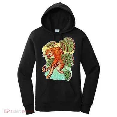 Tropical Tiger Tattoo Design Women's Hoodie