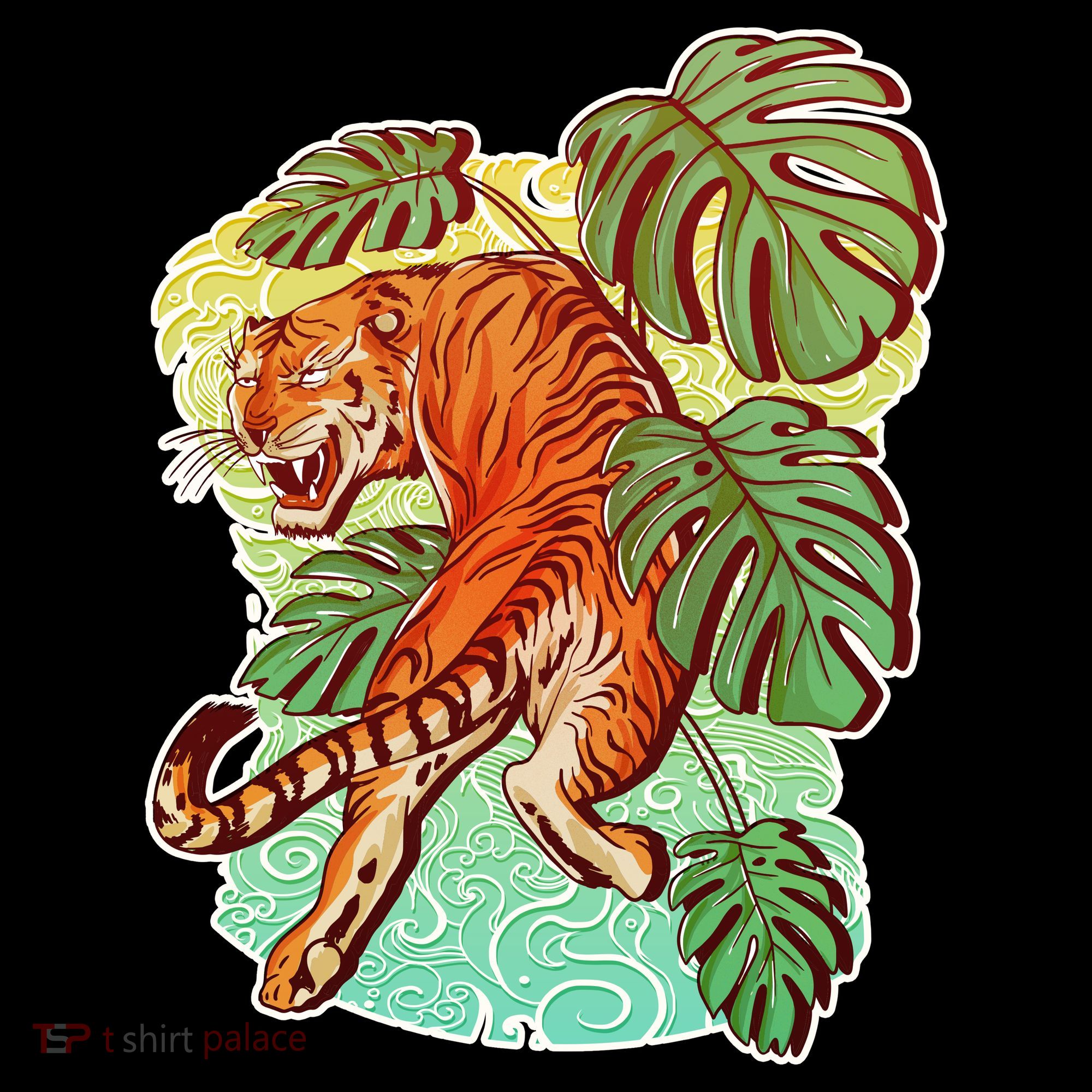 Tropical Tiger Tattoo Design Mousepad
