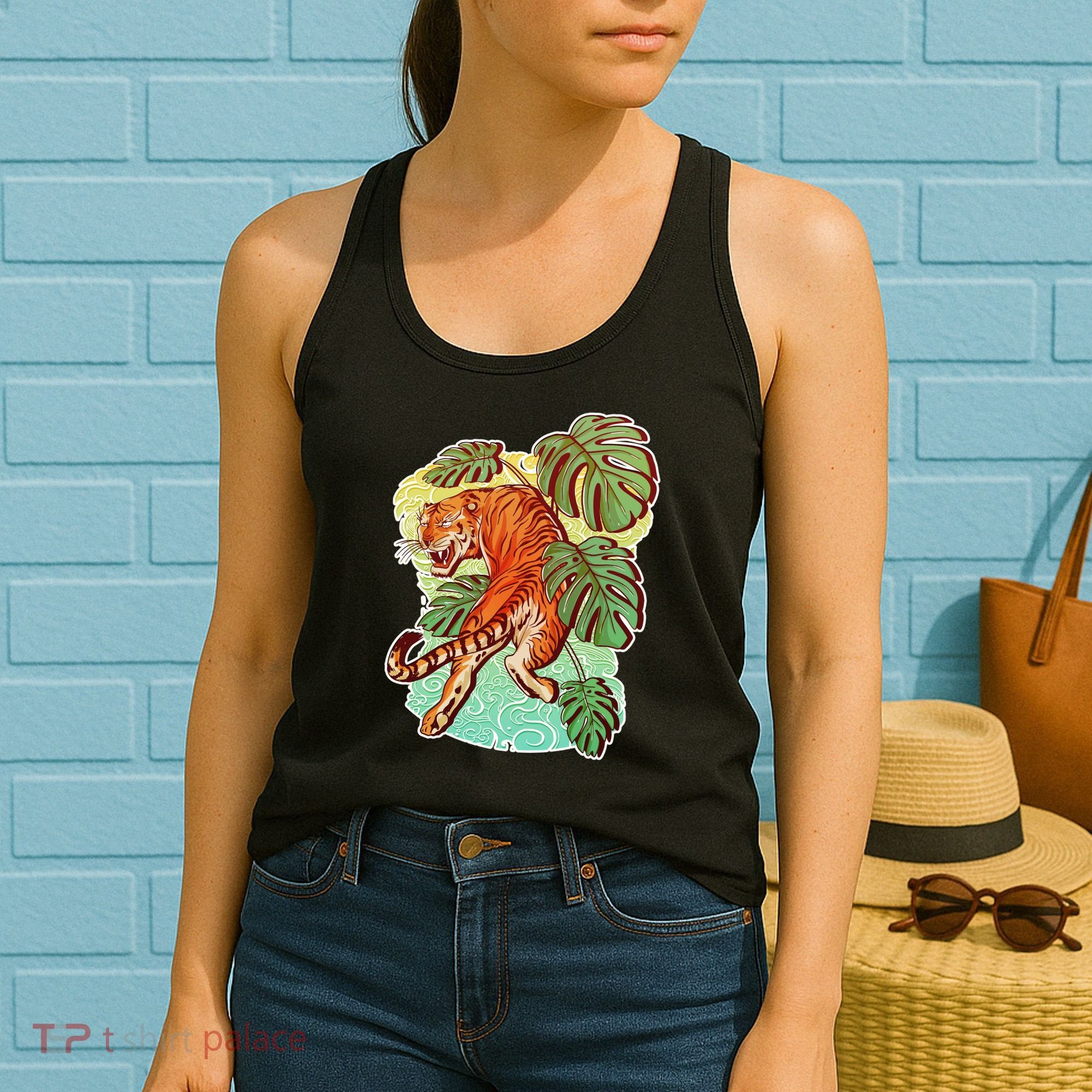 Tropical Tiger Tattoo Design Women's Tank Top