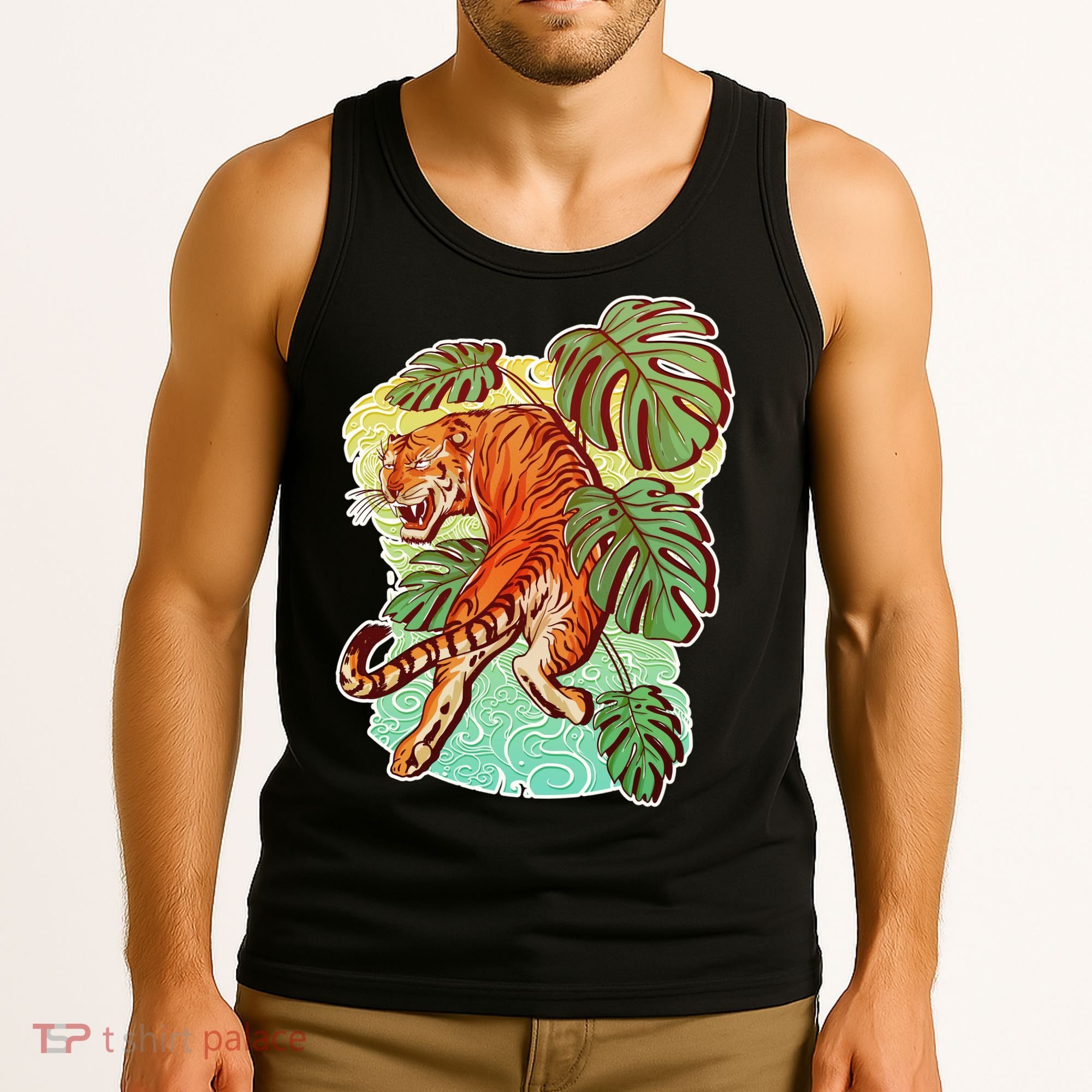 Tropical Tiger Tattoo Design Tank Top
